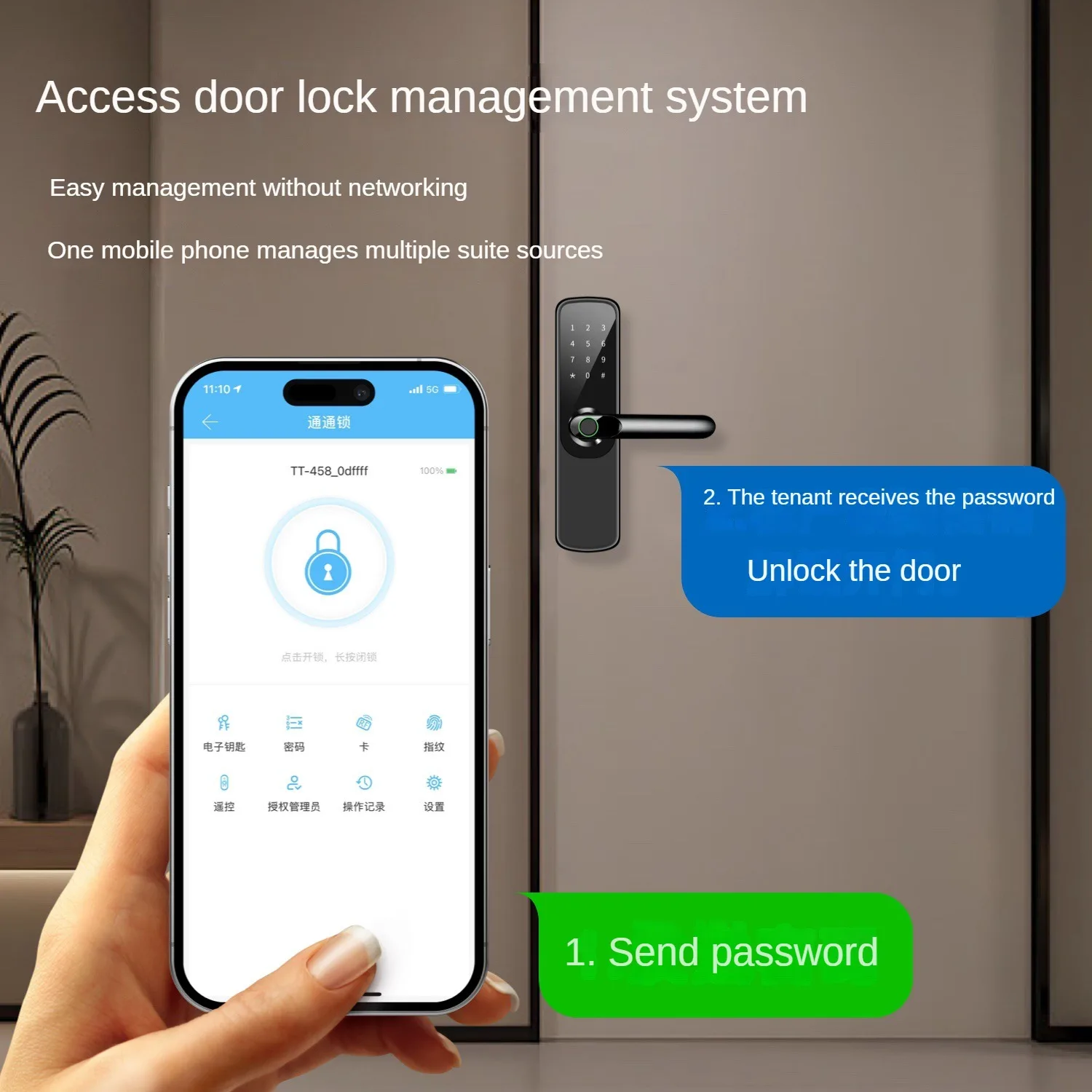 Apartment Combination Lock Homestay Rental Room Remote Smart Door Lock Day Rental House Through Lock Apartment Lock