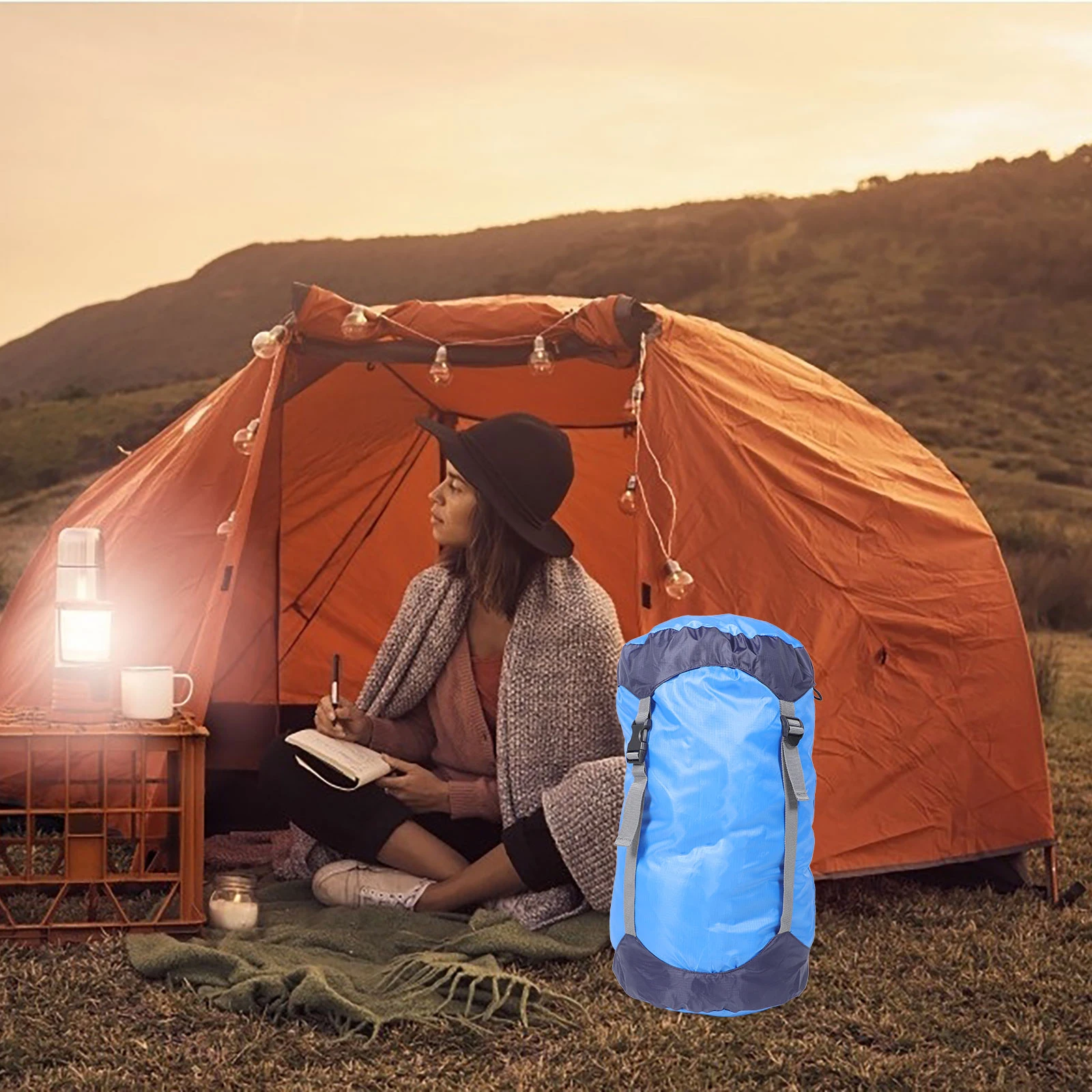 

Compression Sack Large Capacity Polyester Sleeping Bag Travel Clothes ganizer Adjustable Buckle Elastic Rope Color
