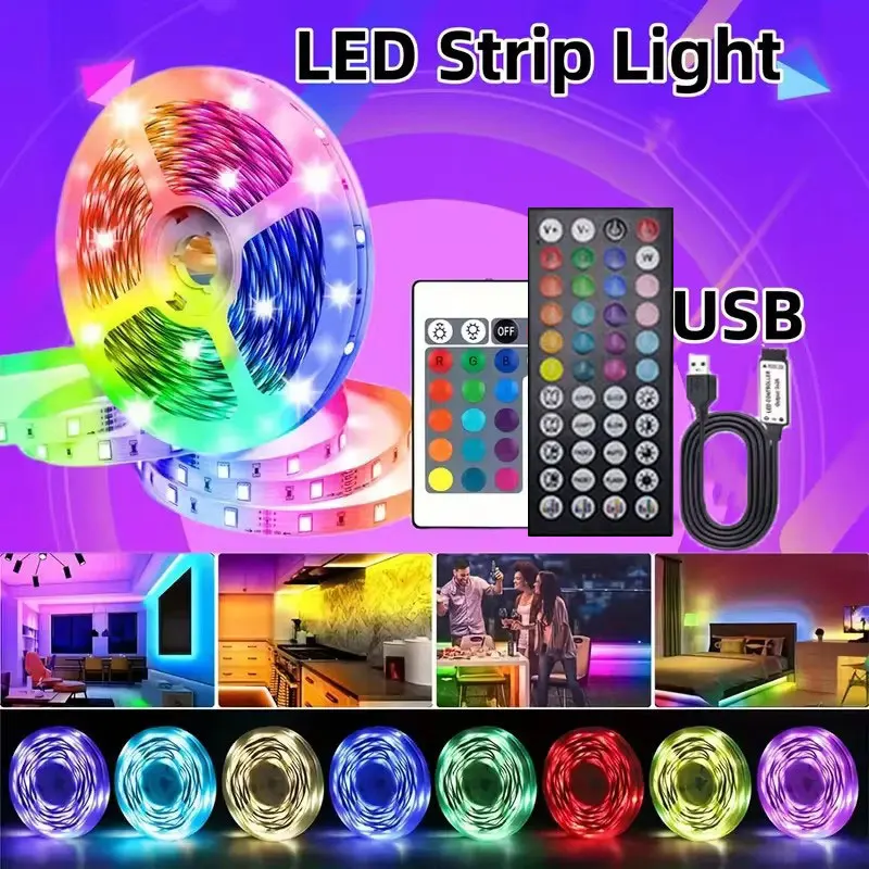 Usb 5V Led Strip Light 5050 Rgb Led Tape Bluetooth Wifi App Remote Control Led Room String Light Backlight Ribbon Lighting Lamp