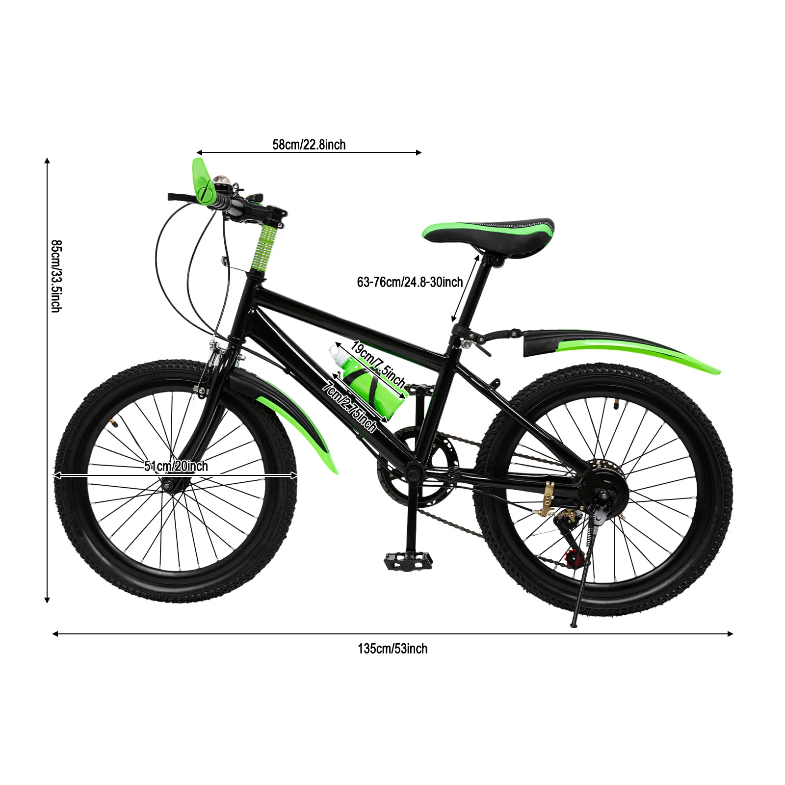 AliExpress NONE 20 Inch Kids Mountain Bike 7 Speed, Green MTB Bicycle for Ages 8-12 with Suspension Seat & Adjustable Height, 165lbs Capacity with Free Compass Bell & Storage Bag