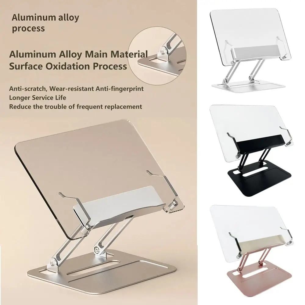 Extendable Reading Stand Foldable Aluminum Alloy Adjustable Book Stand Acrylic Transparent Universal Desktop Tablet Stand