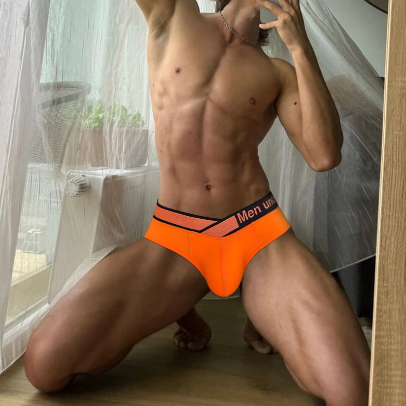 Bequeme männliche Modal Slips Modedesign orange Hüftgurt Unterwäsche Slips Sommer bequeme männliche Modal Slips