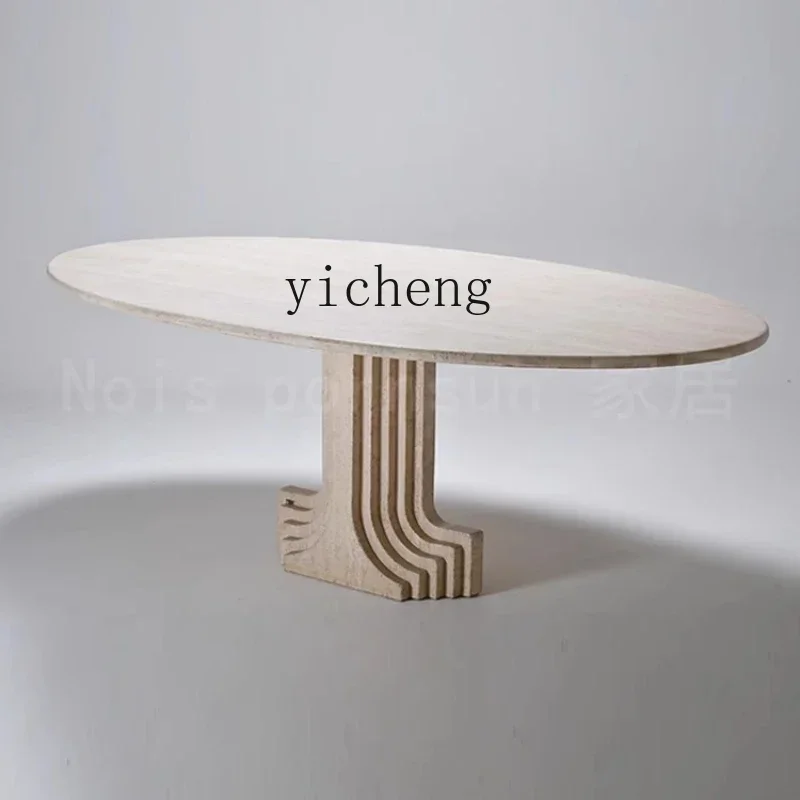 B1 Oval Light Luxury Marble Dining Table Model Room Minimalist Desk Household Living Room