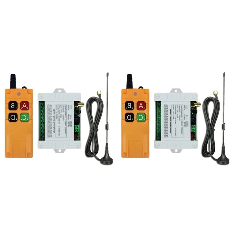 2026 New 2X AC100-240V 4CH RF Wireless Remote Control Switch Receiver With 2000M Long Distance Remote Controller Suckers Antenna