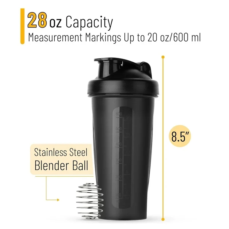 1pc Portable Protein Shaker 600ml Fitness Bottle with Wire Whisk Ball for Fitness Enthusiasts Athletes Perfect For Outdoor Gym