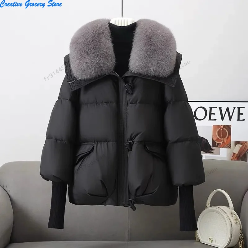 2024 Winter Women's Warm Coat New Thicken Fur collar Jacket Short Down cotton Loose Outwear Solid Casual Female Parkas Coats