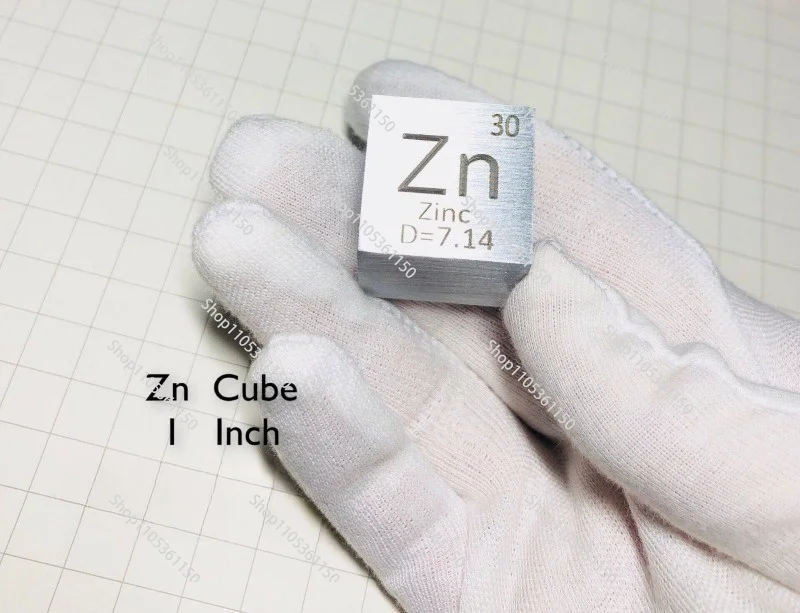 One inch zinc cube, metallic zinc, periodic table cube 25.4mm Zn 99.99