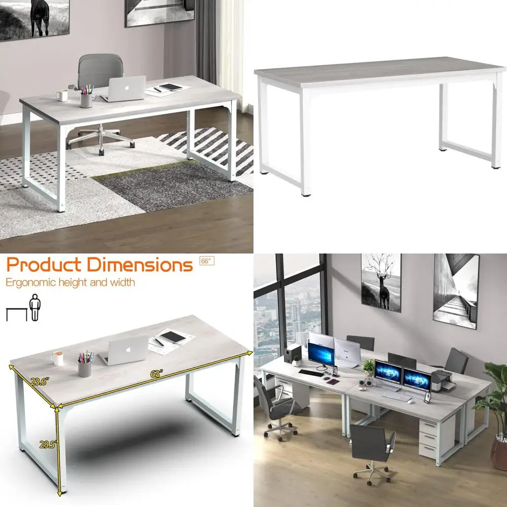 

Large Modern Computer Desk 63 - Simple Style Office Workstation for Study, Writing, Gaming, and Home Office Use