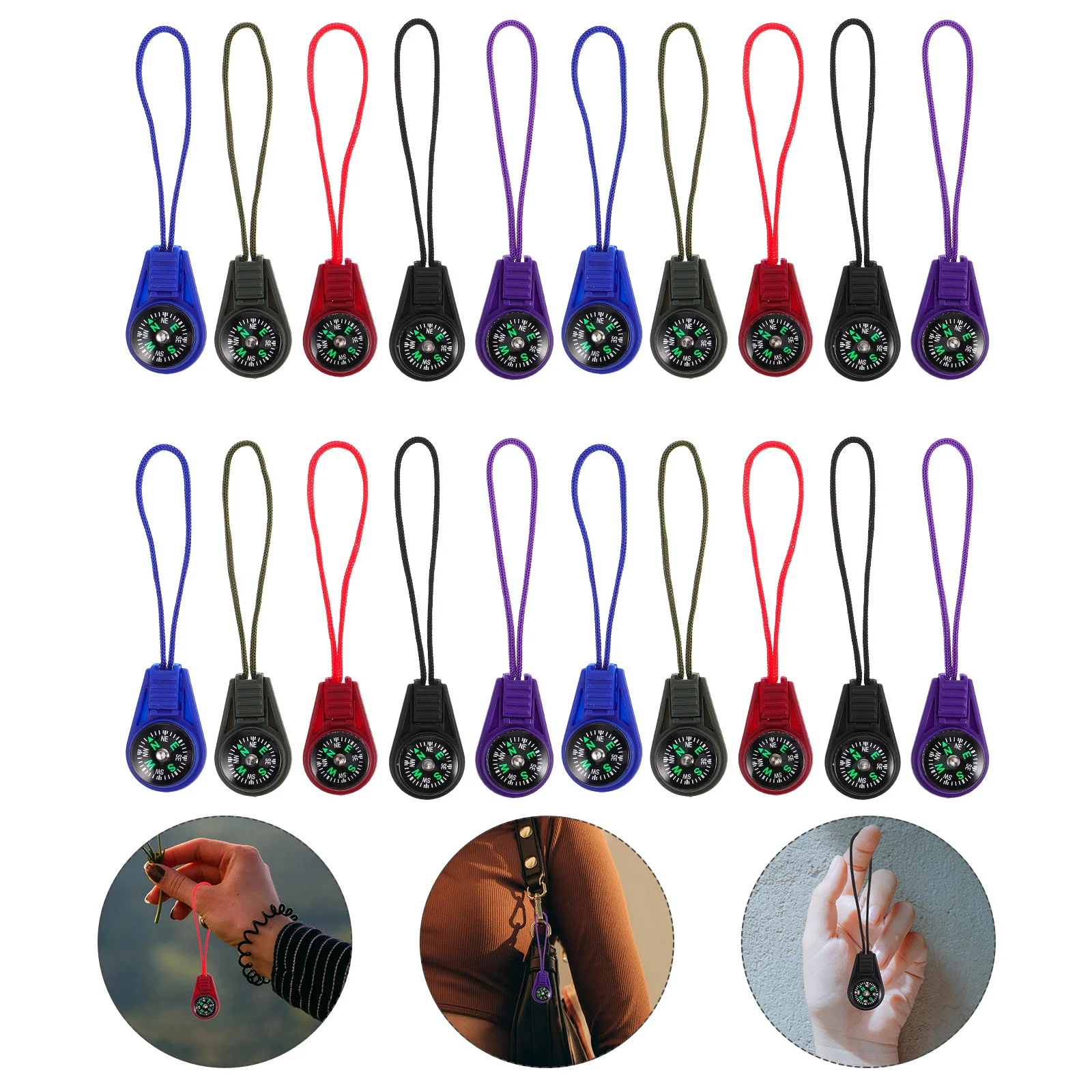 

50Pcs Small Keychain Compass Durable Plastic Lanyard Design for Hiking Camping and Survival Toy Compass Lanyards and Id Holders