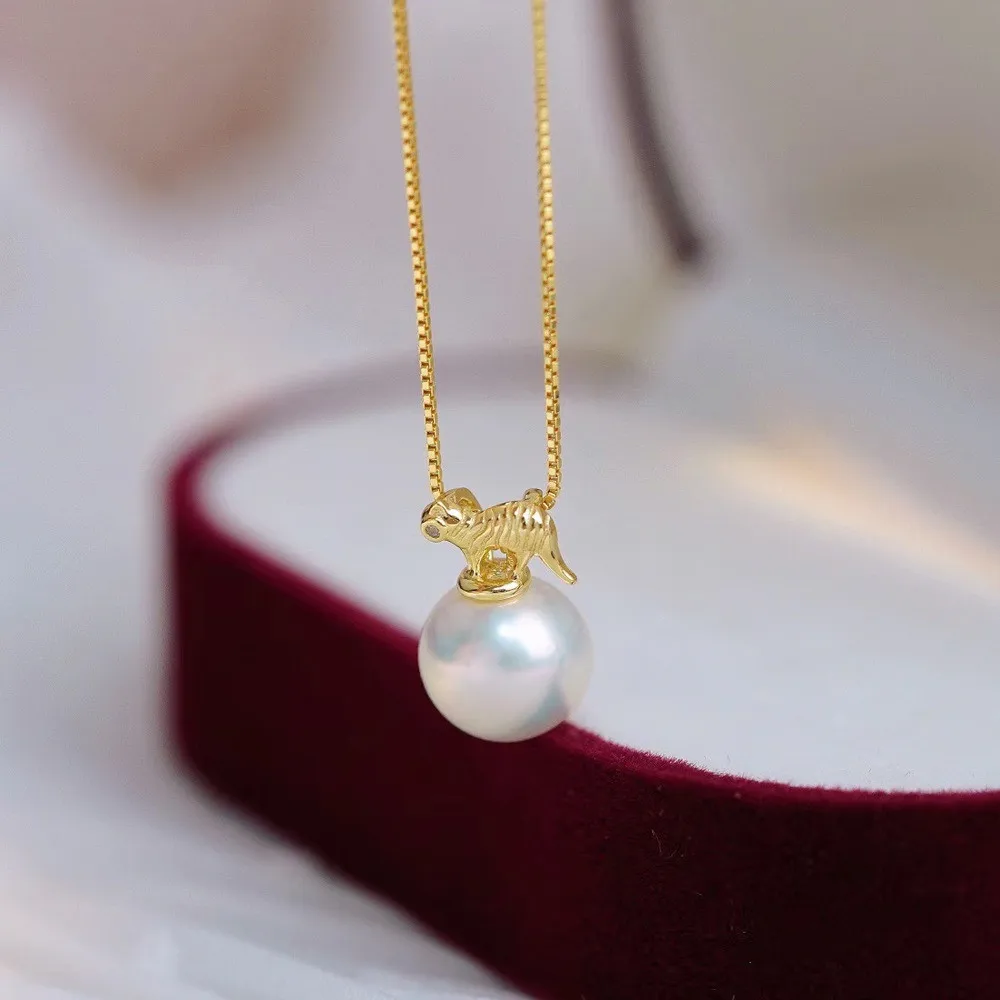 

DIY Pearl Accessories S925 Pure Silver Pendant with Empty Support Gold Silver Necklace Pendant for Women Fit 8-10mm Round Beads