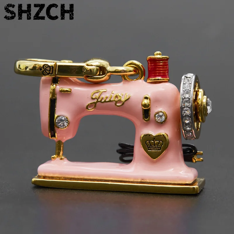 Enamel Glaze Pink Sewing Machine Pendant Sweet Fashion Love Crown Letter Necklace Pendant Pendant Female