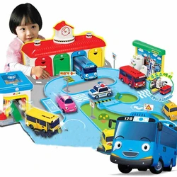 Korean Tayo The Little Bus Slingshot & Pull-Back Car Diy Track Toy Set Tayo Cartoon Car Toy Collection Car Model Christmas Gifts