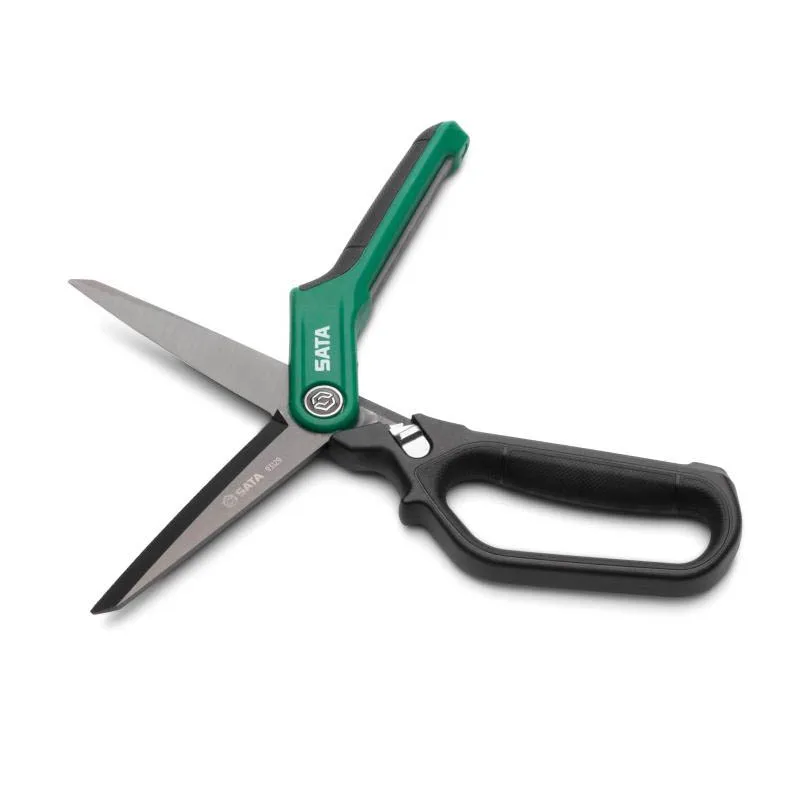 SATA 93129 Rubber Grip Long-Blade Heavy Duty Scissors Durable High Control Corrosion Resistant Portable