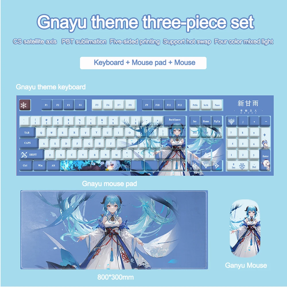 Imagem -03 - Genshin Impact Theme Keyboard Mouse Grupo Mouse Pad com Fio hu Tao Impresso Gamers de Computador pc Pcs