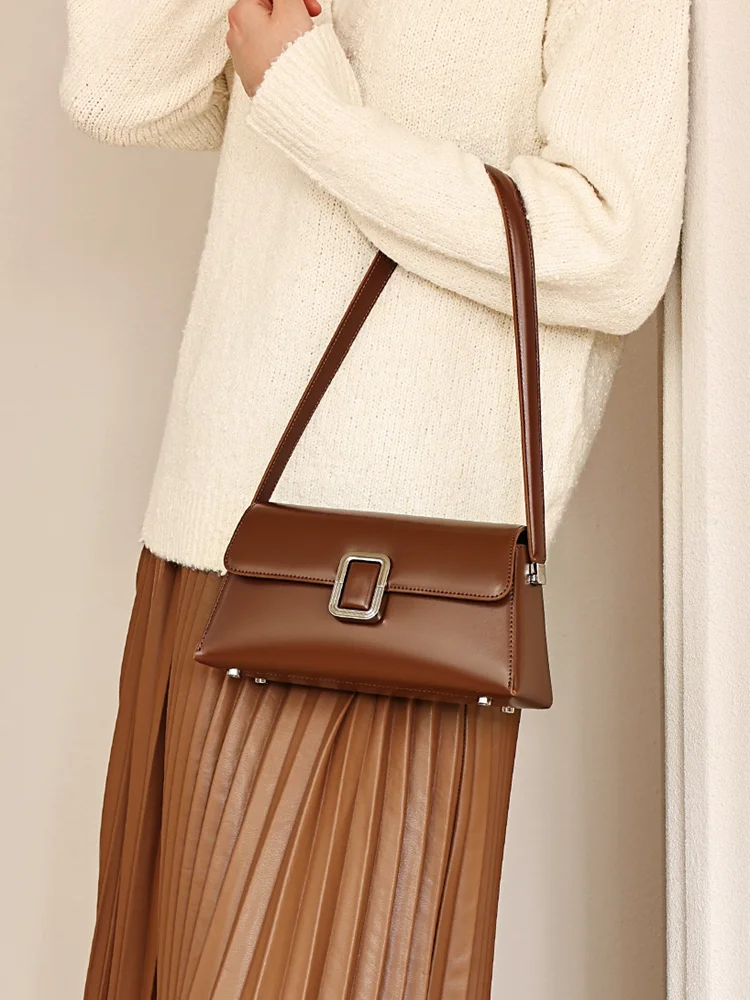Fashion Simple Unique Box Bag Women Genuine Leather Bag\Handbag Real Leather Lady Underarm Shoulder Crossbody Bag New