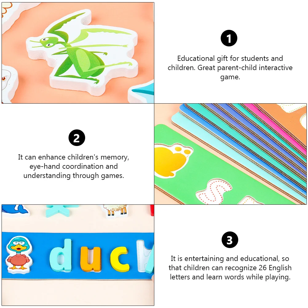 Alphabet Recognition Toys English Words Pairing Cards Toddlers Early Education Flash 26 Wooden Baby Cognitive