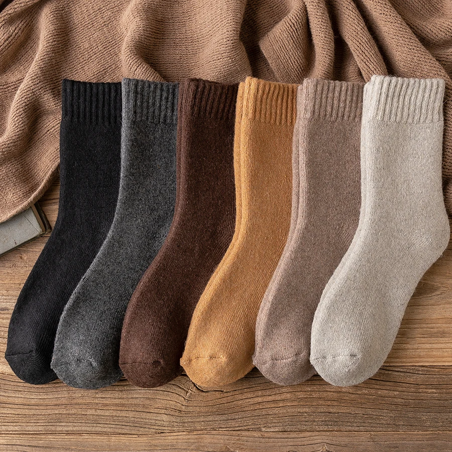 Wool Socks Men Thick New 2024 Winter Cashmere Vintage Europe Style Warm Long Sock Comfortable Male Husband Gift Meias 7 Colors