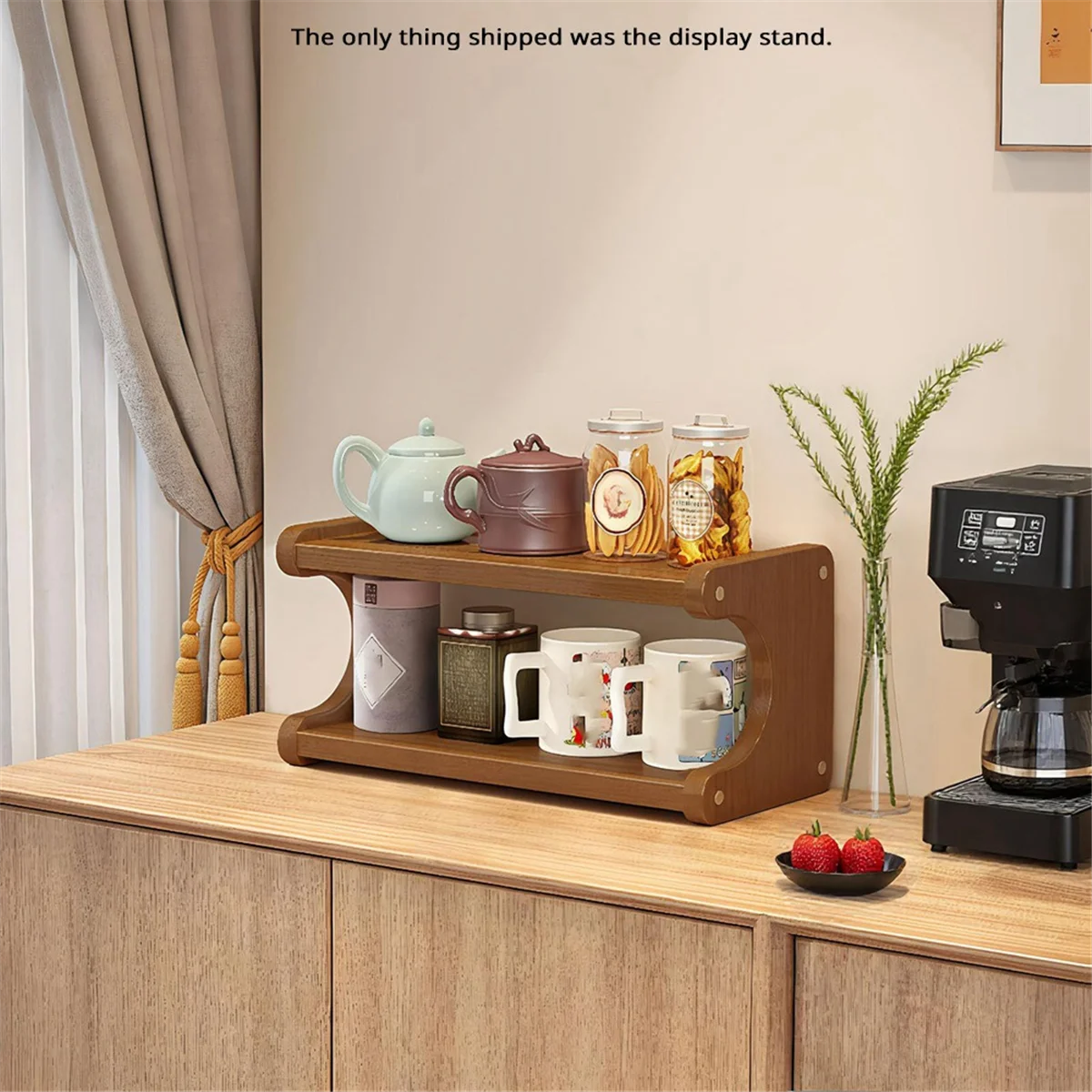 2025+ منظم محطة بار القهوة، رف تخزين ملحقات الشاي، منظم شراب القهوة، رف عرض الكوب