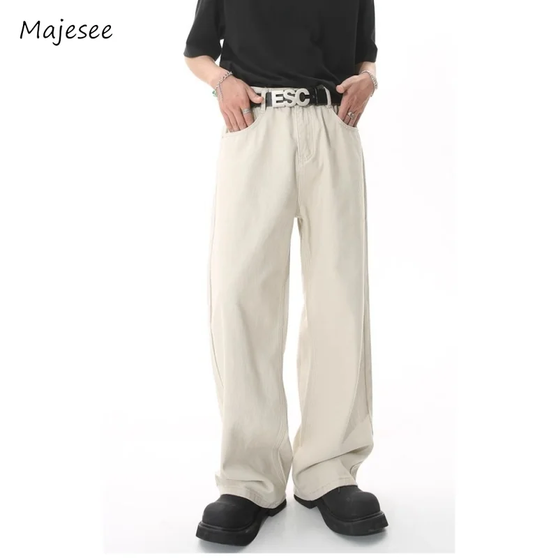 Baggy Jeans Men Ulzzang Personality Minimalist Loose Casual Wide Leg Trousers Streetwear All-match Mature Daily Handsome Basic