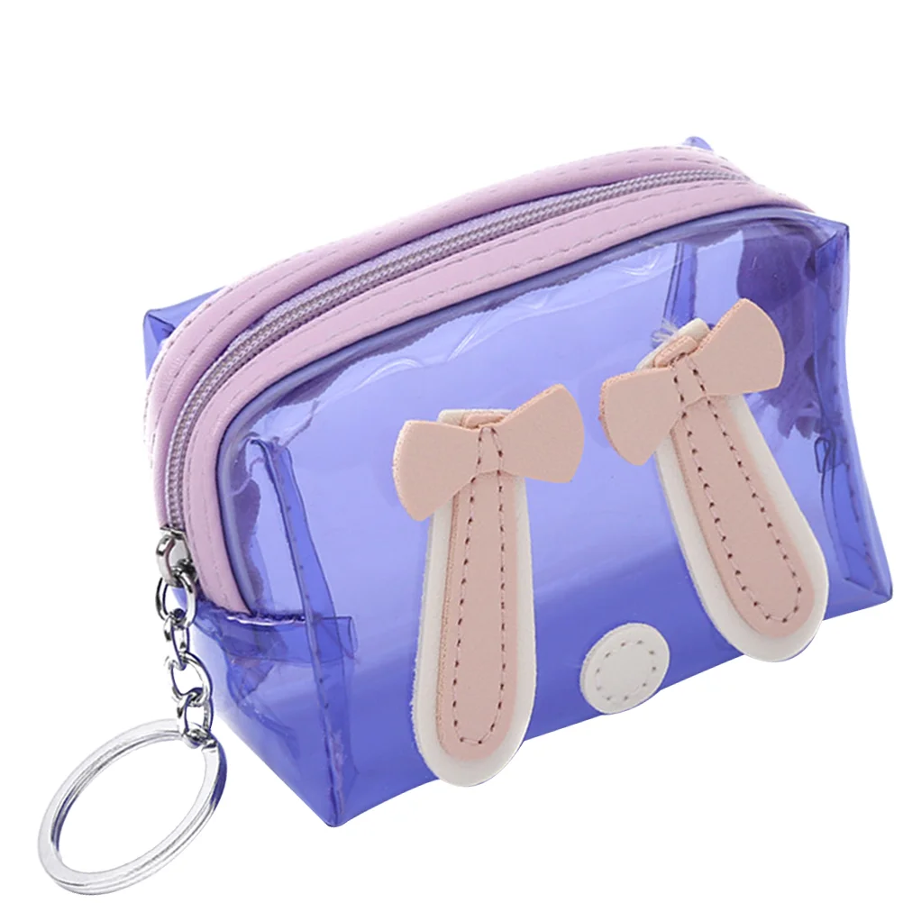 Mini pochette transparente pour porte-clés, 2 pièces, portefeuille Portable, couleur aléatoire, léger, taille compacte, tendance, porte-monnaie pour étudiant, portefeuille de changement