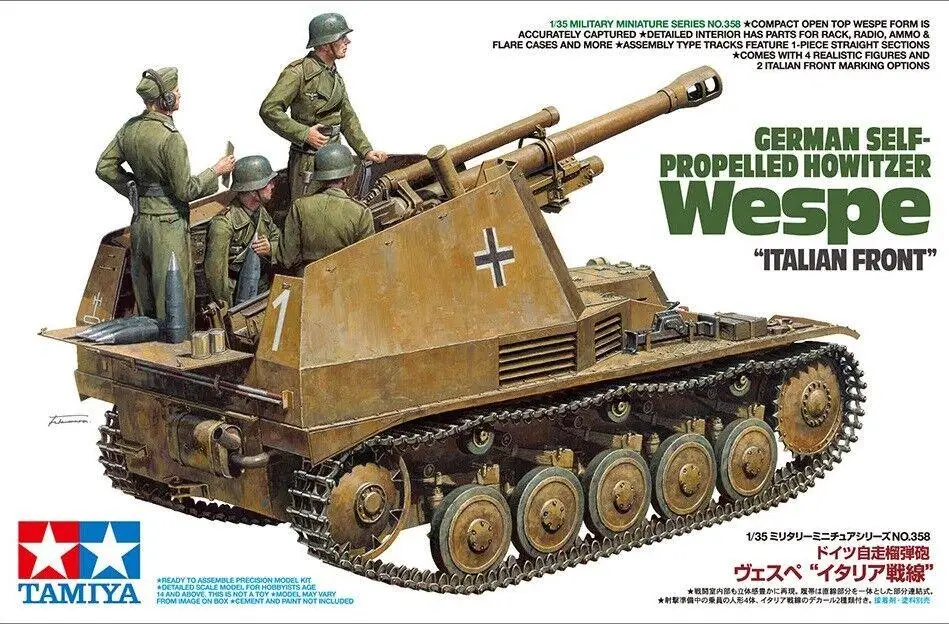 Tamiya 35358 1/35 Tank Model Kit German Self-Propelled Howitzer Wespe SdKfz.124