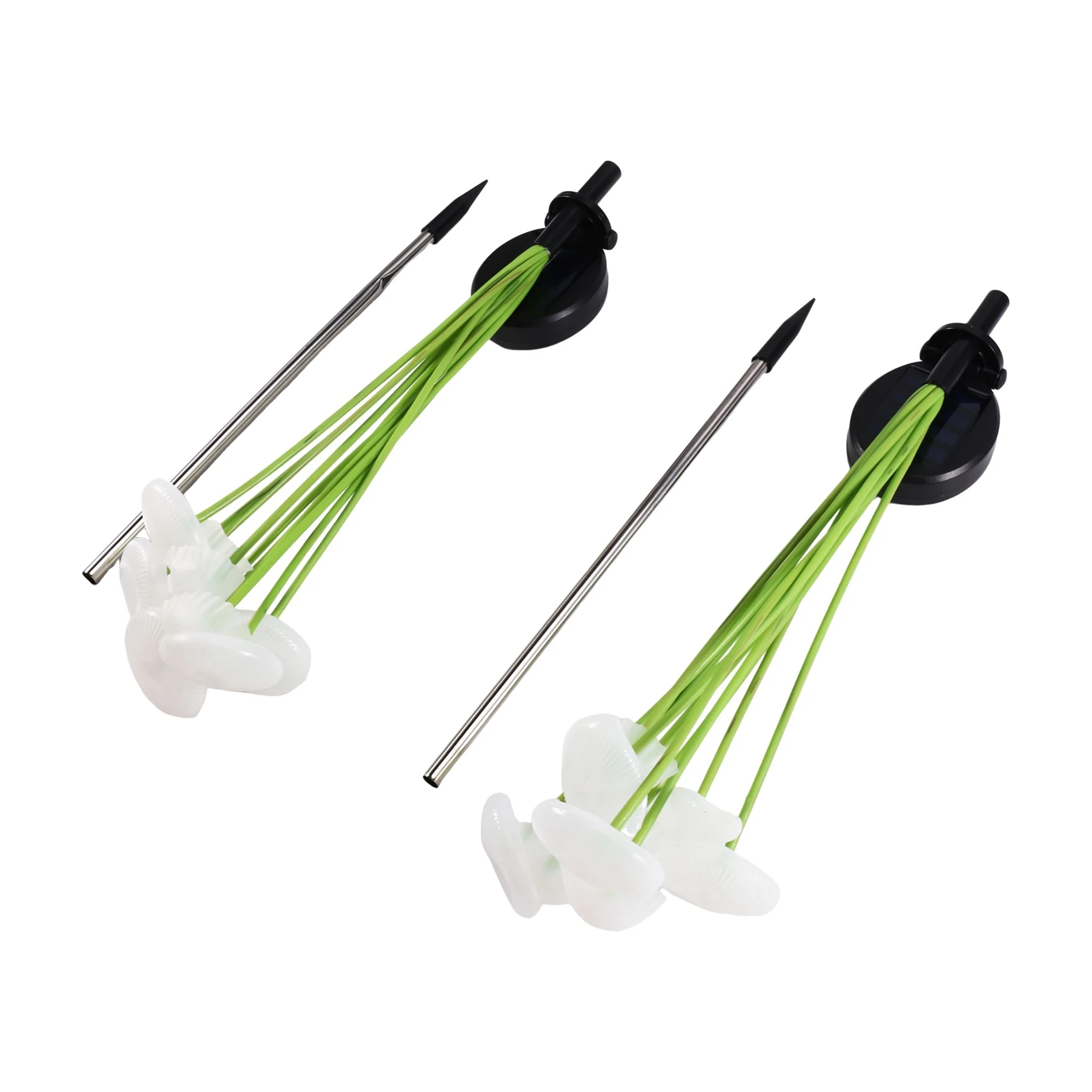 ABKP-2Pcs Solar Mushroom Jellyfish Stake Lamps Outdoor LED Garden Decor Lights For Lawn Patio Wedding Party A