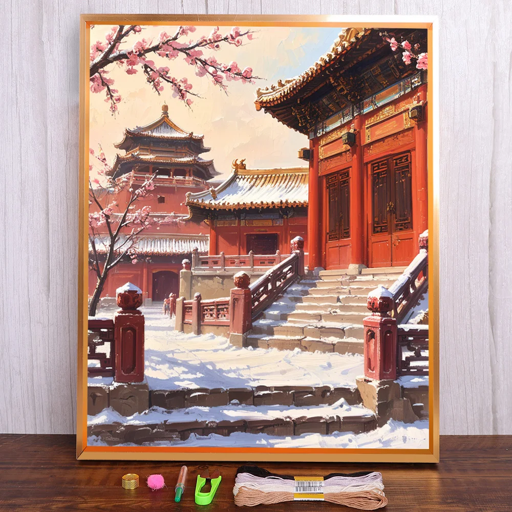 

Forbidden City In Winter Printed Cross-Stitch DIY Embroidery Kit Handicraft Hobby Handiwork Painting Gift Counted Home Decor