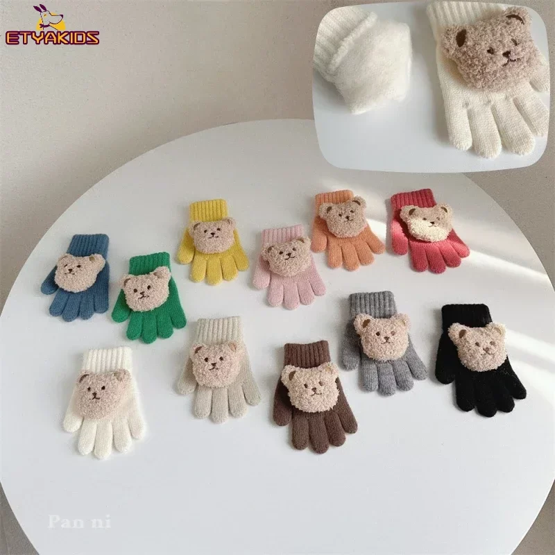 

1 Pair Warm Toddler Baby Glove Cute New Cartoon Doll Bear Glove for Baby Boy Girl Lovely Autumn Winter Warm Kids Glove