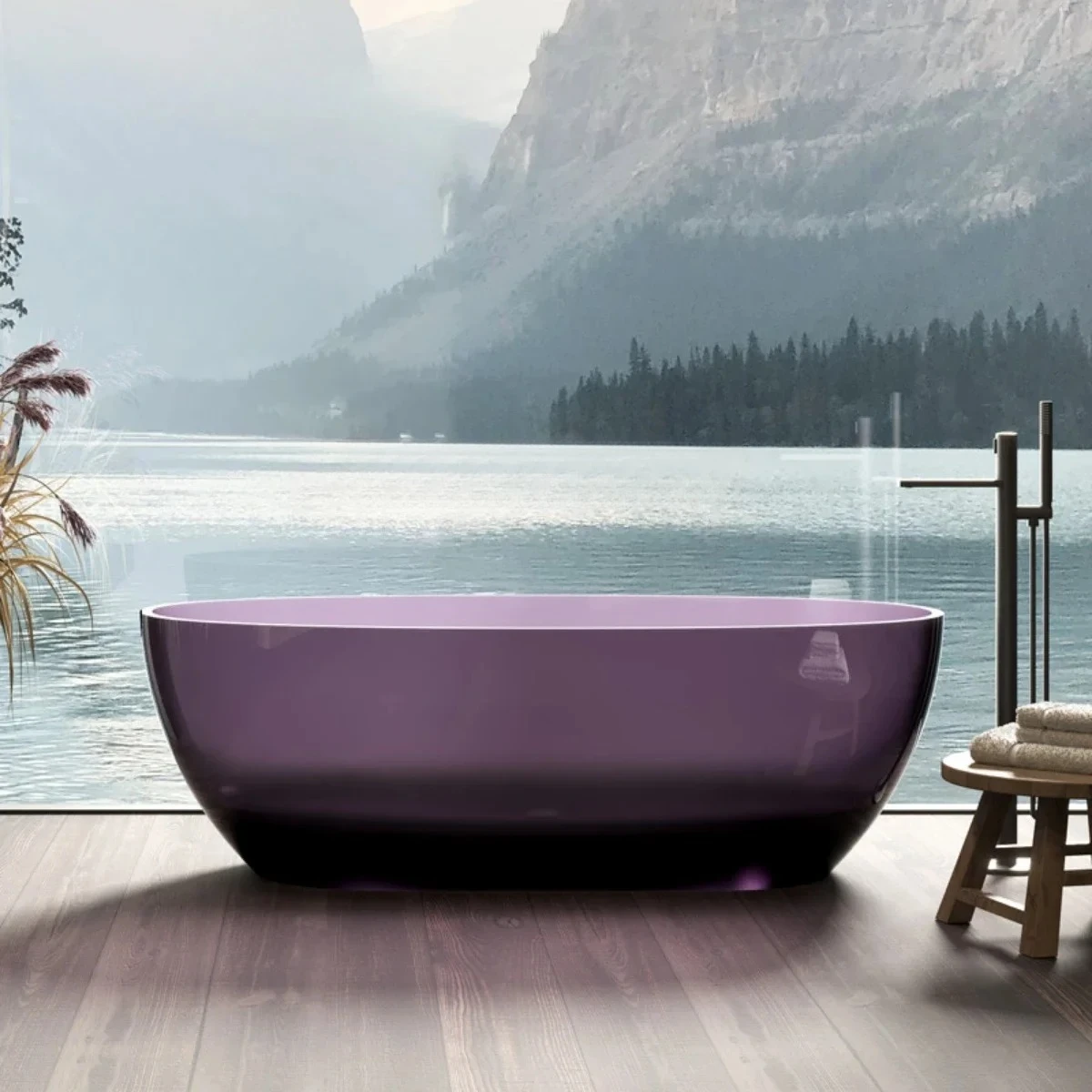 

Independent resin transparent household bathtub color integrated hotel double bathtub customization53