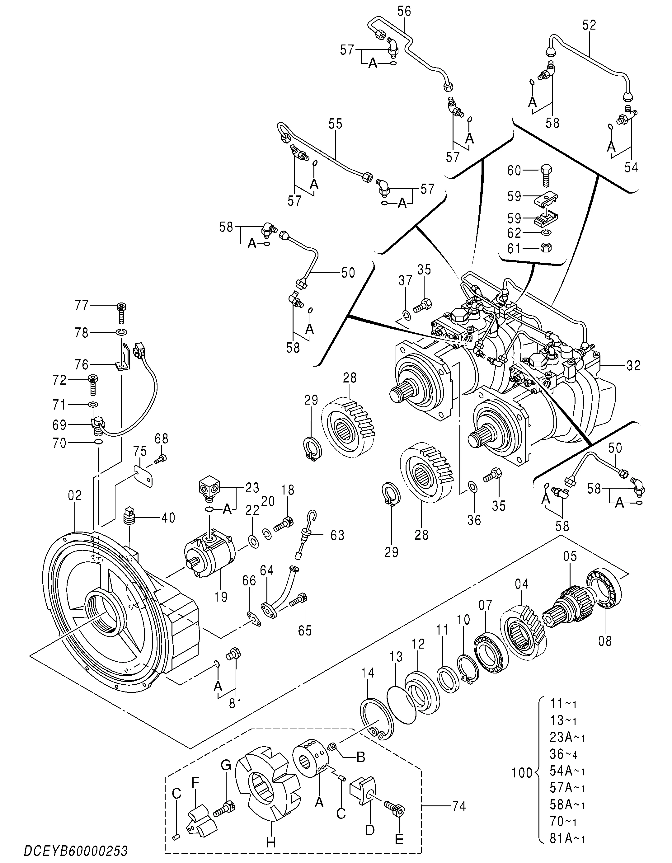 

YB60000253 Гидравлический насос в сборе для Hitachi ZX330-5G ZX330LC-5G ZX350H-5G ZX350K-5G ZX350LCH-5G ZX350LCK-5G