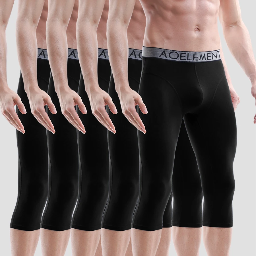 

5PCSMмужское спортивное нижнее белье с длинными штанинами против известных ног, каприельные брюки, быстросохнущие модальные брюки, длинные брюки с четырьмя углами для бега