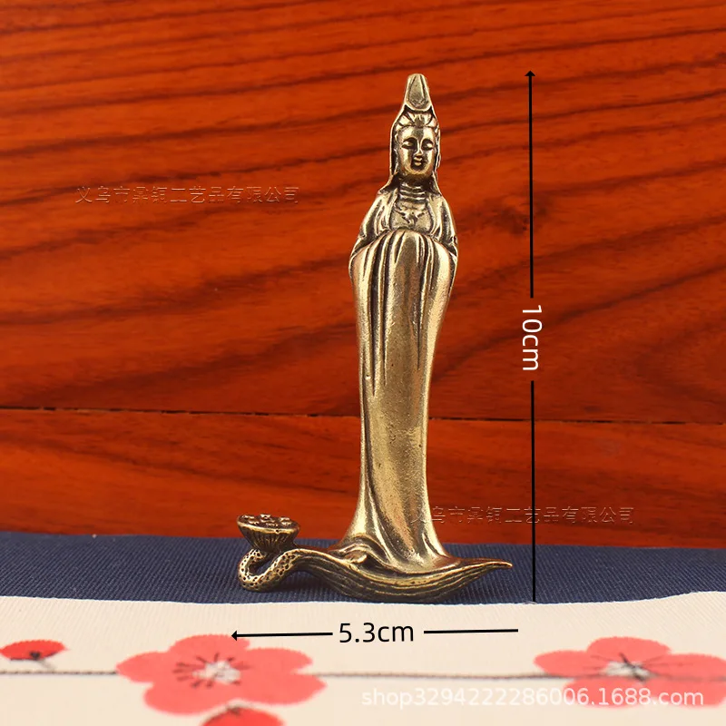 DSA Brass Ruyi Guanyin Ornament Temple Send Son Guanyin Foguang Nanhai Guanyin Crafts