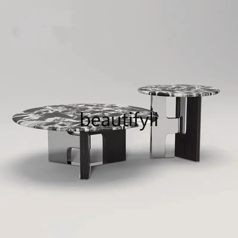 2003 Living Room Creative Coffee Table Side Table Combination Marble Designer Light Luxury Round Coffee Table