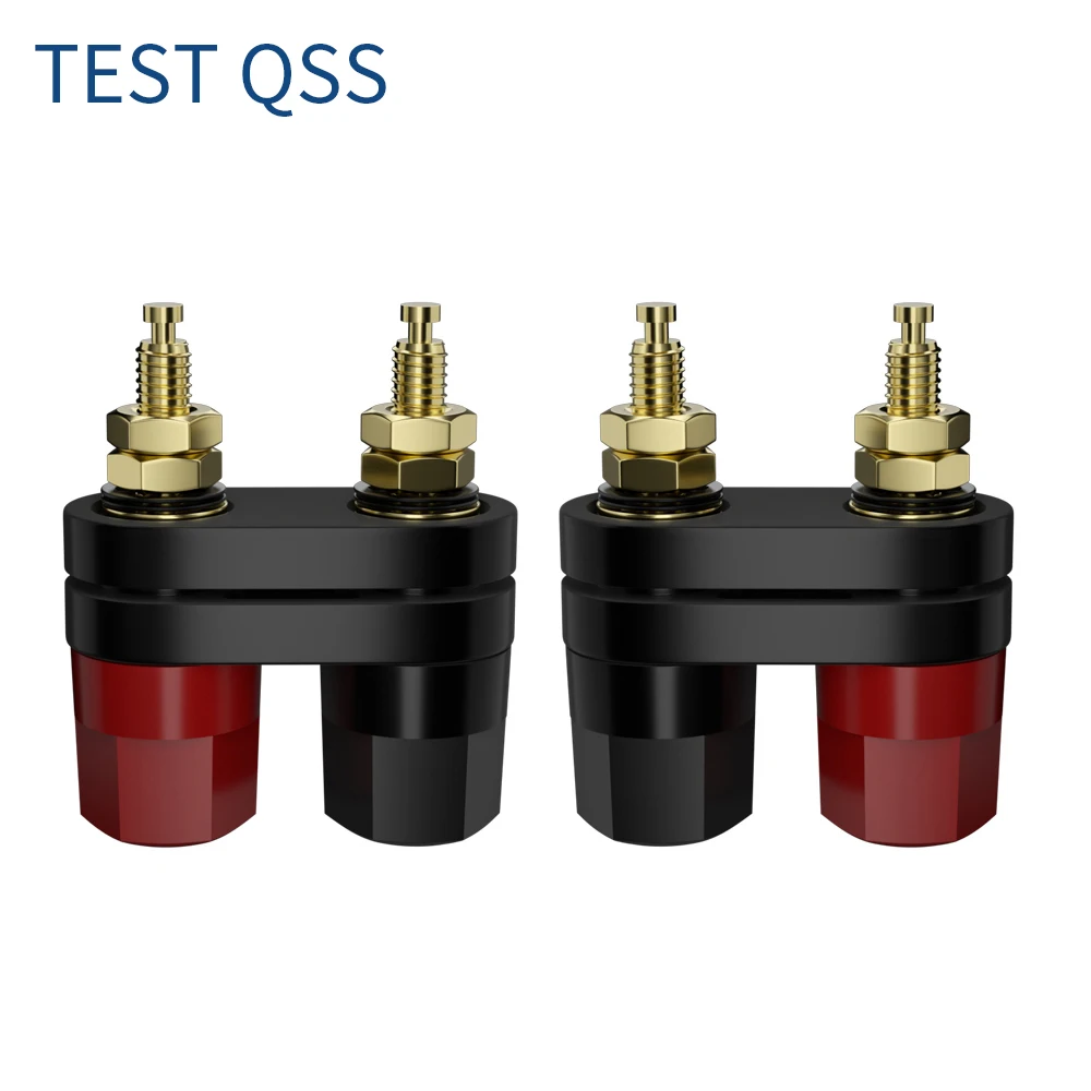 

QSS 2PCS Dual Banana Plug Terminals Red Black Connector Amplifier Terminal Binding Post Banana Speaker Plug Jack Q.50021