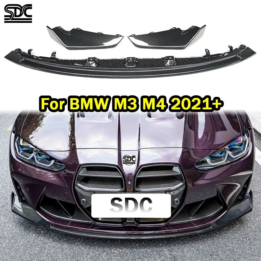 

CS Style M3 M4 Real Dry Carbon Fiber Front Lip For BMW M3 G80 M4 G82 2021+ Full Carbon Fibre Front Bumper Splitter 3 Pcs/set
