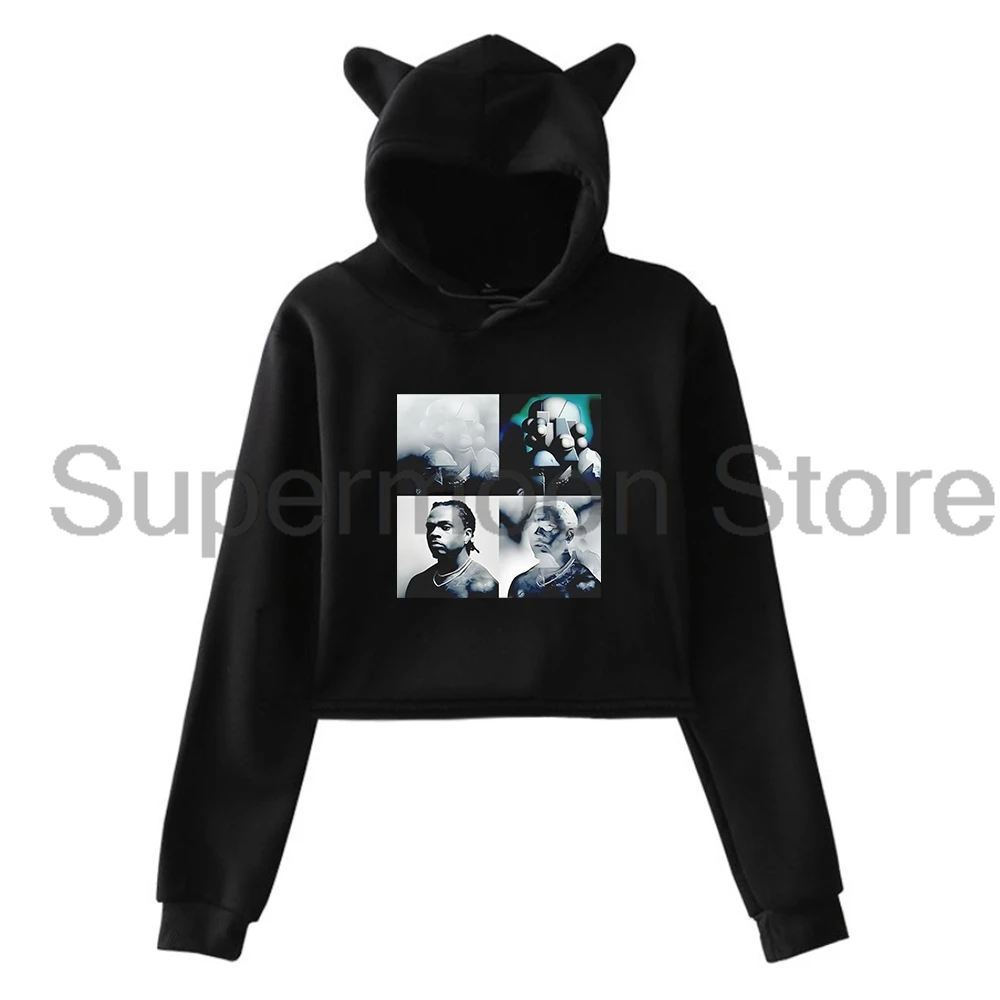 

Gunna The Last Wun Album Merch Толстовка Женская толстовка с капюшоном с кошачьими ушками Укороченный топ с длинными рукавами Женская одежда
