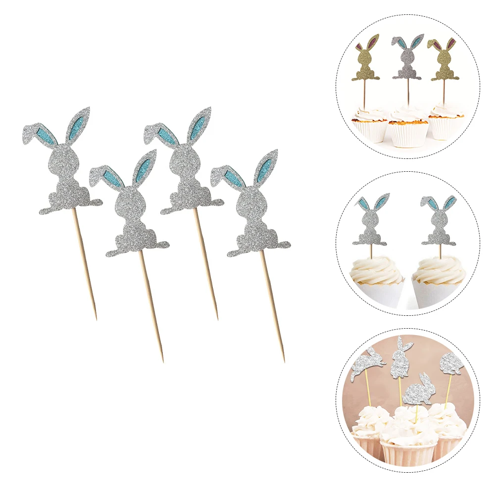 

48Pcs Easter Cupcake Toppers Rabbit Design Cake Adornments for Dessert Cupcake Ice Cream Decoration Party Favors