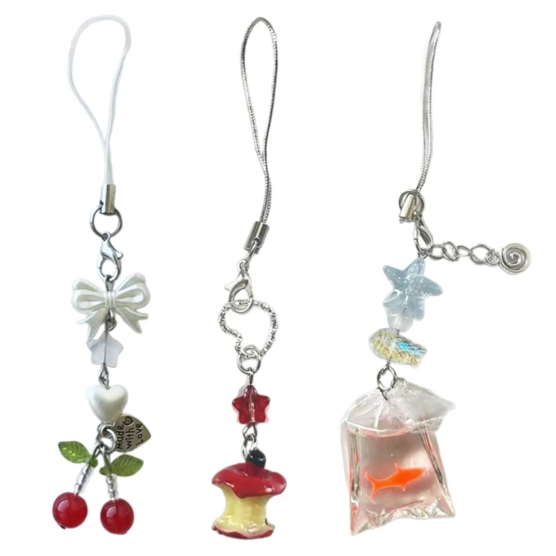 Fruit Key Ornament Unique Hanging Decors Delicate Fish Pendant Key Adornment Stylish Bag Charm for Various Occasion