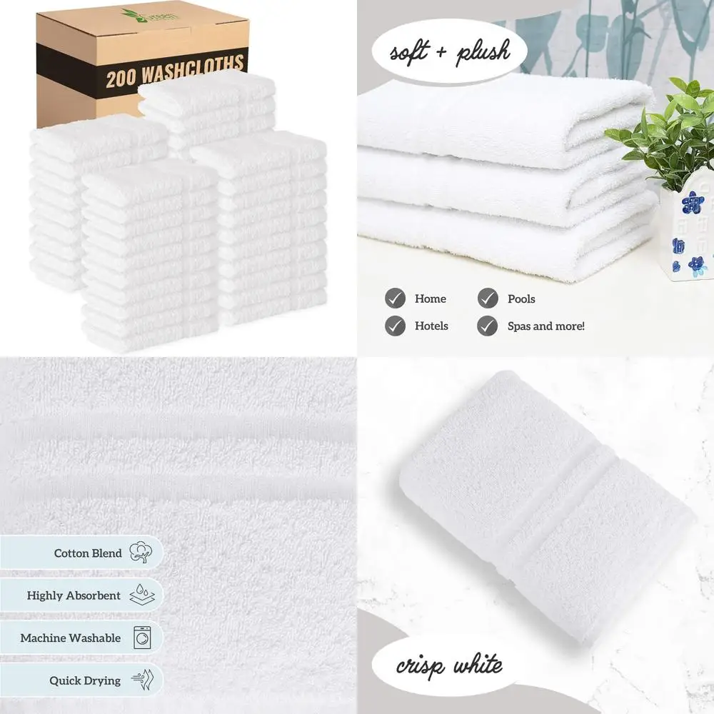 مناشف قطنية صديقة للبيئة مقاس 12 × 12 بوصة - مجموعة مكونة من 200 قطعة للمعيشة المستدامة #1