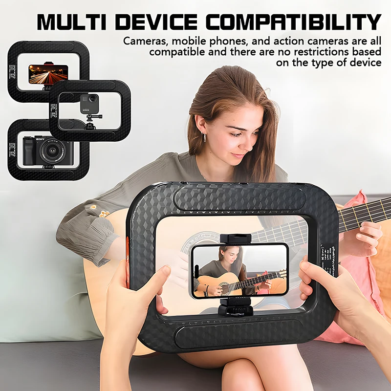 Roreta Handheld Ring LED Rechargeable Portable Mobile Phone Live Broadcast Photography Desktop Rabbit Cage Selfie fill Light