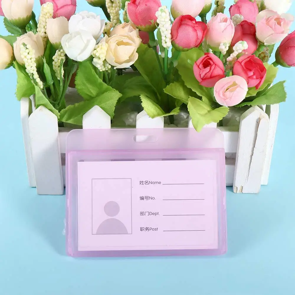 Name Tag Retractable Key Holder Plastic Card Sleeve Horizontal ID Card Holder Bank Card Holder Name Card Cover Badge Holder