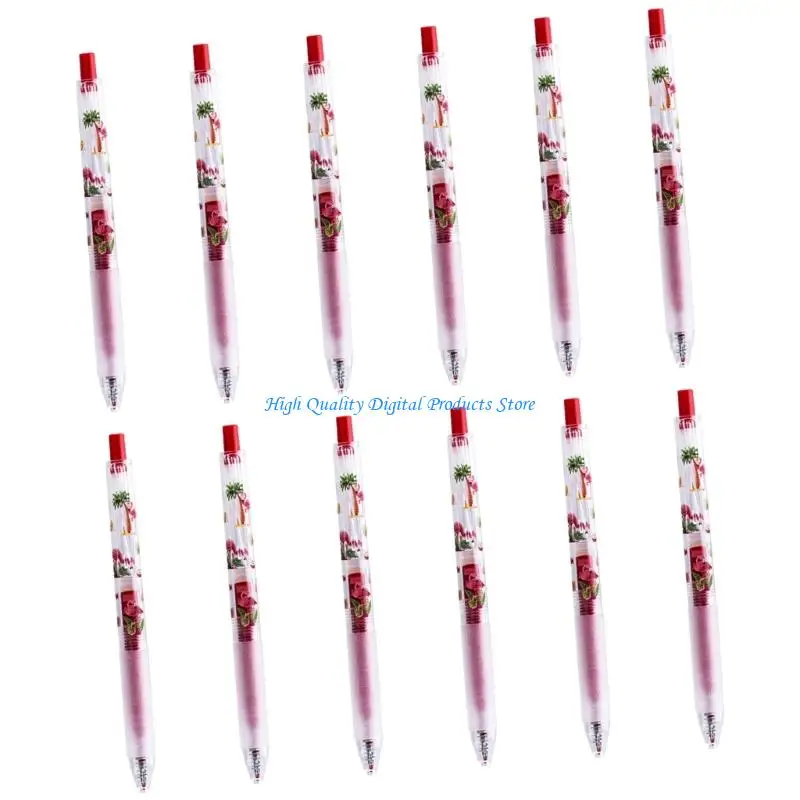 U2JE 12Pcs Animal Print Retractable Gel Pen 0.5MM Ergonomic Silicone Grip for Writing