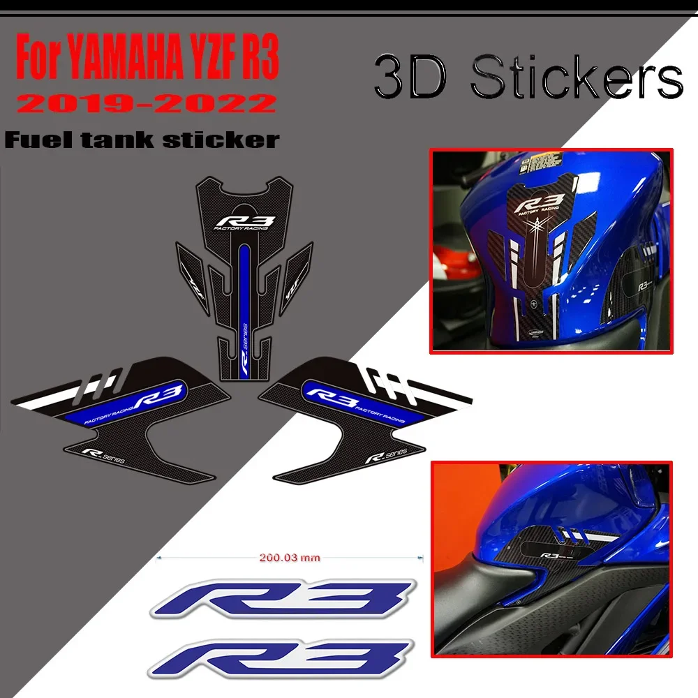 2019 2020 2021 2022 For YAMAHA YZF R3 YZF-R3 YZFR3 Tank Pad Side Grips Gas Fuel Oil Kit Knee 3DStickers Decals Protector