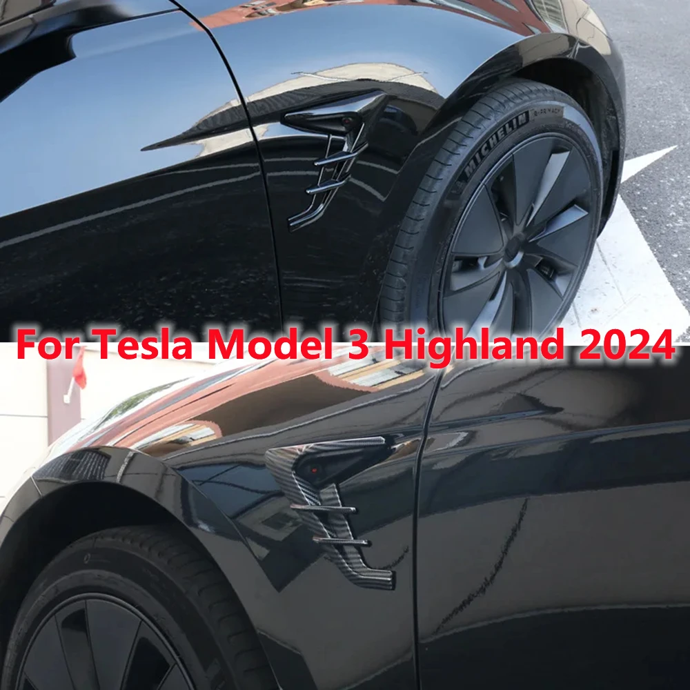 

​Side Camera Cover for Tesla Model 3 Highland 2024 Leaf Board Camera Protective Cover Thunder Side Sign for Model 3+ Accessories