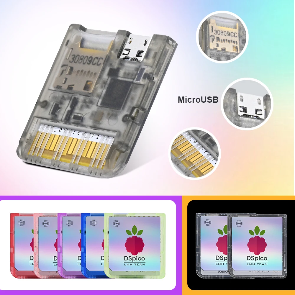 Colorful RP2040 Dspico Game Card Reader MicroUSB White PCBA for Nintendo NDS, NDSL, DSi, 3DS, NEW 3DS XL Consoles