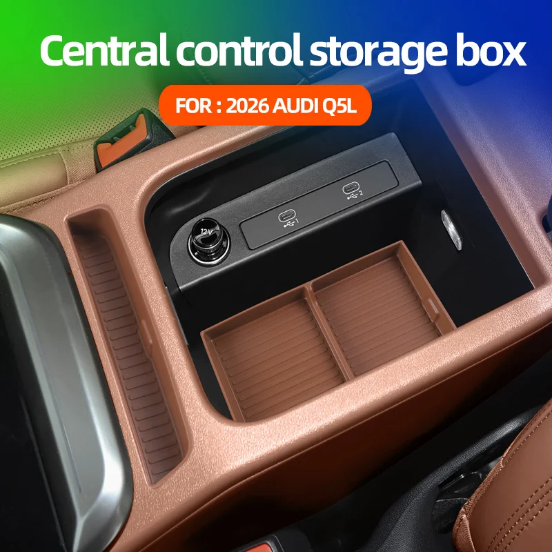 

Car Interior Accessories Suitable for Audi Q5L Center Console Armrest Storage Box Tiered Convenient Organizer Modification Parts