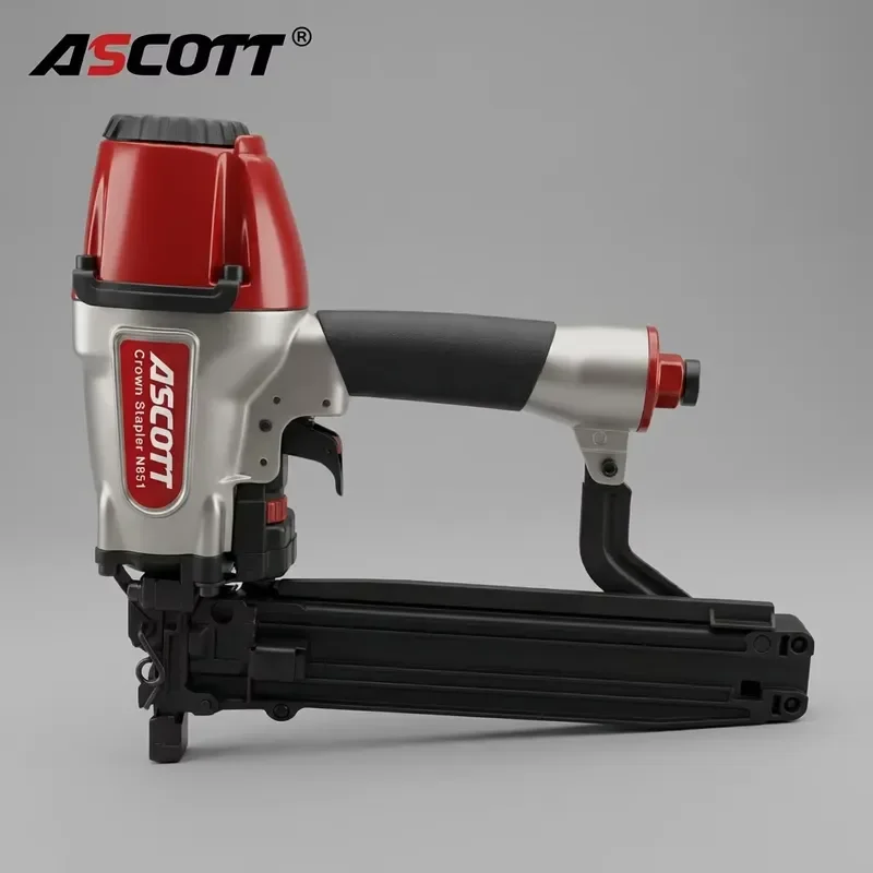 for CE ASCOTT N851 16GA Medium Crown Air Stapler Jam Free Industrial Pneumatic for Sheathing Roofing Furniture