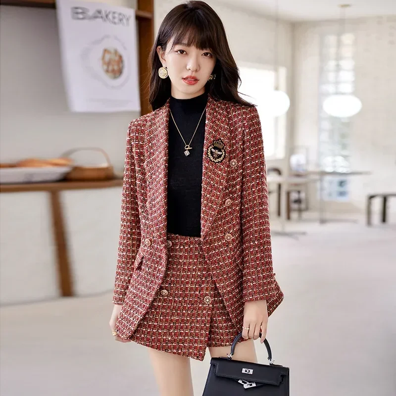 Conjunto de calças formais vermelhas femininas, blazer, calças curtas, vestido de formatura, primavera, senhora do escritório, roupa de negócios, casaco elegante, 2 peças