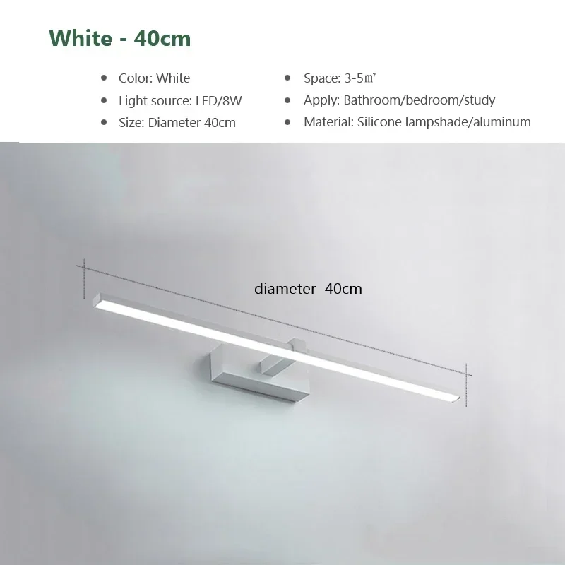 DAMIASMIL Moderne LED Wandleuchte Badezimmerspiegel Lampe Badezimmer Bad Spiegel Linie Lampe Wandleuchte Dekoration Beleuchtungskörper Glanz 7