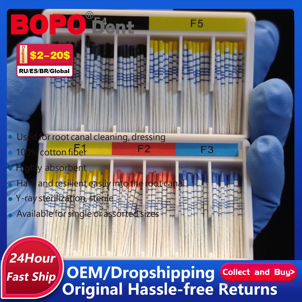 نقاط ورق ماصة للأسنان Pro-T إلغاء جذر معقم كبير مستدق مع مقياس ألياف اللبية مواد طب الأسنان 15-40 #